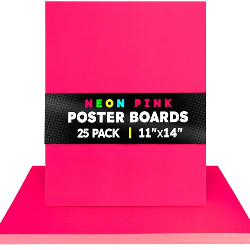 Hygloss Medium Poster Board 11x14 - 25 Neon Pink Single Color Bulk Pack - 10 Pt. Thickness Colored Poster Board Paper for Projects, Signs, Displays - Posterboard Multipack 11" x 14" - color: Neon Pink, size: 11 x 14-Inch, style: 25 Sheets