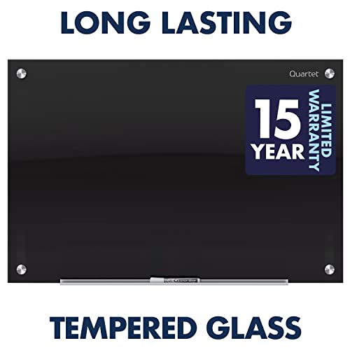 Quartet Magnetic Dry Erase Board, 96" x 48" Glass Whiteboard for Wall, Infinity, Black (G9648B) - size: 96"W x 48"H