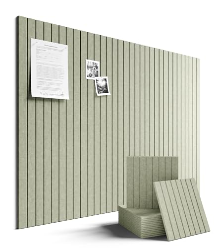 Fluxynara Large Felt Bulletin Board 48" x 36" Cork Board Alternative-12 Pack with 64 Safe Removable Adhesive Tabs, Cork Boards for Walls Cork Board for Home Office Classroom Pin Board - Sage Green - color: Sage, size: Fine-stripe 12-pack