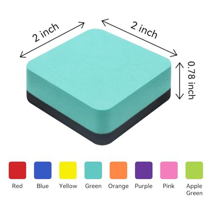24 Pack Square Magnetic Whiteboard Erasers, Mini Dry Erase Board Erasers for Kids and Students, 8 Color - color: Square- 8 Color
