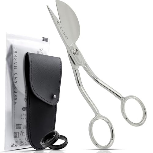 Applique Pelican Duckbill Blade 5.8 Inch - Double Bent Curved Offset Handle Scissors with Pouch Sleeve for Embroidery, Fabric, Thread, Knitting, Sewing, Arts & Craft (Polished) - style: Bent Polished