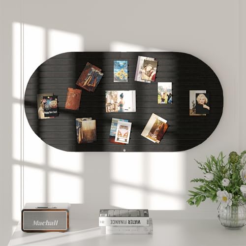 Felt Bulletin Board 47" x 24", Cork Board Alternative with 30 Push Pins | 4 Customizable Modular Decorative Felt Pin Board, Vision Board for Office Home Bedroom Wall Decor, Photo Picture Display - color: Black, size: Oval- 47 x 24 Inches