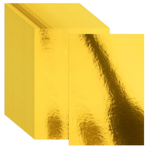 30 Pack Gold Metallic Cardstock Paper Sheets 8" x 12" 250gsm/92lb | Foil Mirror Shimmering Paper For Arts and Crafts, Decorative, Weddings & Birthdays Invitations, Scrapbook Supplies - color: Gold