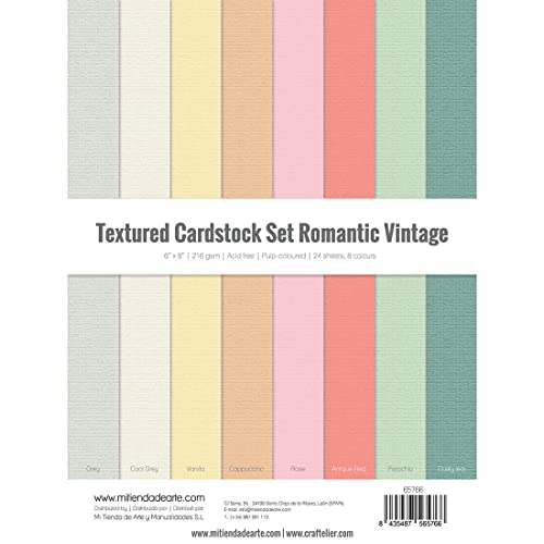 Craftelier - Cardstock Set Romantic Vintage Texture | Pack of 24 Double Sided Cardstock for Card Making, Scrapbooking and Craft Projects | Weight 216 grams | Size 15,24 x 20,32 cm (6" x 8") - color: Romantic Vintage Texture, size: 6" x 8"