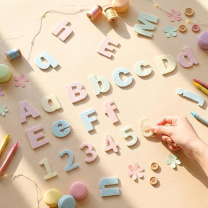 Breling 310 Pieces Felt Letter Bulletin Board Letters Sticker with Number 2" Bulk Self Adhesive ABC Upper Lowercase Sticky Letter for Xmas Gift Bulletin Board Classroom (Macarons Color) - color: Macarons Color