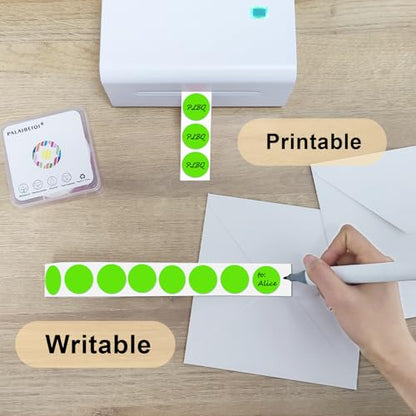 1 Inch Round Thermal Sticker Labels,Color Dot Stickers,Label Stickers,Waterproof,Oil Proof,for Thermal Printers,DIY,Office,Retail,Home and Warehouse Organization(Light Green,1000 Pcs) - color: Light Green