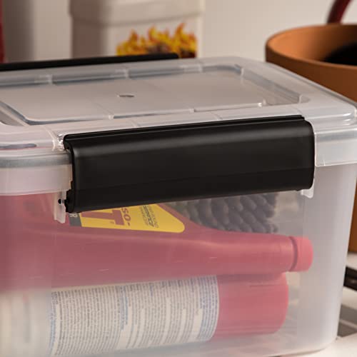 IRIS USA WeatherPro 6 Qt Storage Bins with Lids, 6 Pack, BPA-Free Plastic Gasket Box with Tight Latch and Seal, Stackable Nestable Tote Tub - Clear/Black - size: 7 Qt, style: 6 Pack