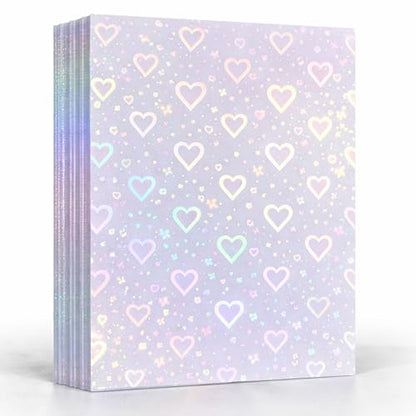 Bleidruck 25 Sheets 8.25x11.7 Inches Hearts Holographic Premium Cold Laminated Film Glitter Holographic Overlay Laminating Self Adhesive Film - style: Hearts
