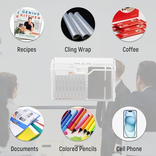 Docnest 2 Tier 3 Pack Magnetic Wall Mounted File Holders,Mesh Letter Organizer, Magnetic Hanging Mail Paper Document Organizer for Office, Home, School, White - color: 2 Tier Magnetic White-3 Pack