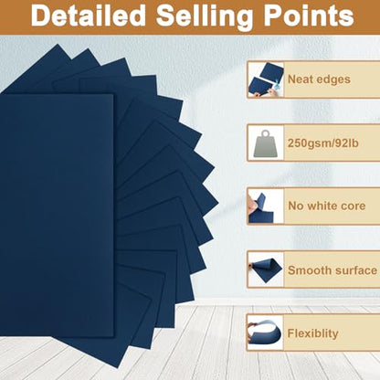 Silunkia 28 Sheets Navy Blue Cardstock 8.5 x 11 Scrapbooking Paper, 92lb Heavyweight Card Stock Printer Paper for DIY Making Cards, Greeting Cards, Wedding Invitations, Birthday, Menus - color: Blue, size: 28 Sheets