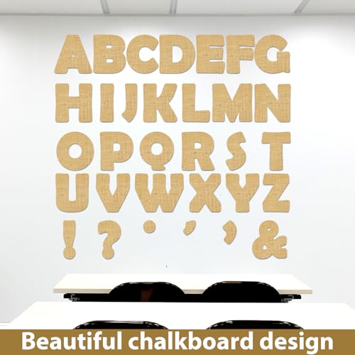 Qyeahkj 150 PCS Large 6" Font Bulletin Board Letters and Punctuation Cutouts Combo Set Burlap Border Letters Decoration Classroom Alphabet Poster for Bulletin Board Display Home School Wall Decor - style: Burlap