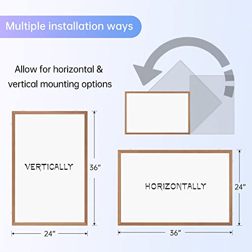 M MIOU Magnetic Whiteboard for Wall 36x24 Inches, Dry Erase White Board with Natural Wood Frame for Home, Office, School… - size: 36"X24"