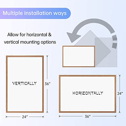 M MIOU Magnetic Whiteboard for Wall 36x24 Inches, Dry Erase White Board with Natural Wood Frame for Home, Office, School… - size: 36"X24"