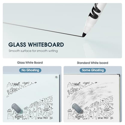 MaxGear Glass Whiteboard Tempered Magnetic Dry Erase Board 48x36 Inch | Magnetic Steel,Frameless Design,Smooth Writing,Ghost Free,Wall Mounted,Accessory Kits,Office Classroom Conference Room Use - color: White, size: 48"W x 36"H