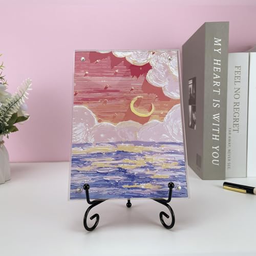 HENABLE 4PCS Premium Black Iron Plate Stands for Display 6 Inch, Decorative Solid Metal Plate Holders for Displaying, Mini Easel, Frame, Book, Card, Plaque, Bowl, Picture Stands for Display - size: 4PCS 6IN