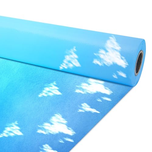 Blue Sky Cloud Bulletin Board Paper Roll,14.8FTx47IN Large Reusable Waterproof Erasable Classroom Wall Background Backdrop, Fade-Resistant Fabric Wrapping Paper School Decors Teacher Supplies - color: Sky Blue