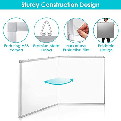 White Board Dry Erase 60x40, Large Magnetic Whiteboard Maxtek Dry Erase Boards for Wall, Aluminum Presentation Wall-Mounted Marker Board with a Long Pen Tray for School, Classroom, Office & Home - size: 60"W x 40"H, style: Style B