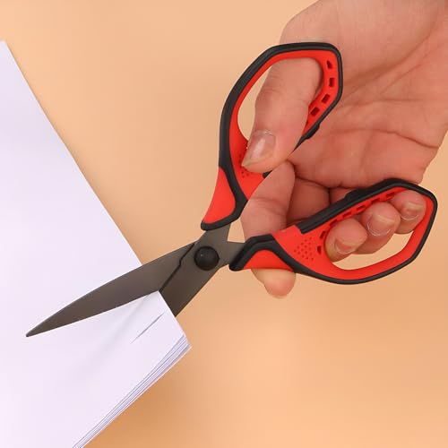 Jasni 3 Pack Teflon blackening Non-Stick Premium 7.5" Titanium No Rust Super Sharp Scissors Shears Soft Comfort-Grip for Office School Home Art Craft DIY student paper Sewing Fabric (Red) - color: Red