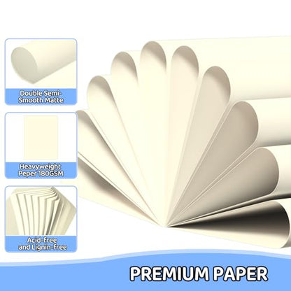 Cardstock 8.5 X 11, 80 Sheets Cream Card Stock, 65lb/ 180gsm Copy Paper, Cardstock Printer Paper for Art, Drawing, Invitations, DIY Cards, Craft, Construction, School & Office Supplie - color: Cream, size: 80Sheets