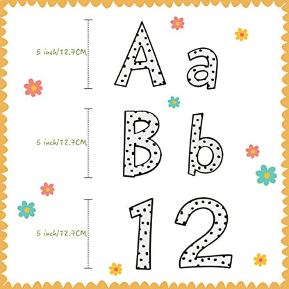 Tenare 134 Pieces 5 Inch Bulletin Board Letters Alphabet Numbers Letters Combo Set Cutouts for Bulletin Board Display Home Back to School Decor(Dots Style) - style: Dot Style