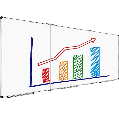 XBoard 118 x 48 Inch Magnetic Dry Erase Board, Oversized Foldable Whiteboard with Marker Tray 10' x 4' | Aluminum Frame - size: 118"W x 48"H