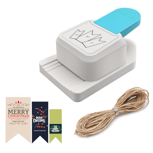 3 in 1 Craft Tag Punch Gift Tag Paper Punch，Paper Craft Tag Punch 1.5" 2" 2.5" with 1 Roll Hemp Rope 32.8 Feet Triangle Shape Small Hole Punch for Paper Crafting Scrapbooking Cards DIY Arts Crafts - color: Triangle Shape + Rope