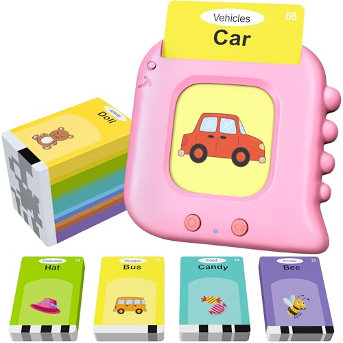 Talking Flash Cards,Kids Toddler Flash Cards with 240 Sight Words,Montessori Toys,Autism Sensory Toys,Speech Therapy Toys,Learning Educational Gifts for Age 4 5 6Years Old Boys and Girls - style: Dinosaur Pink