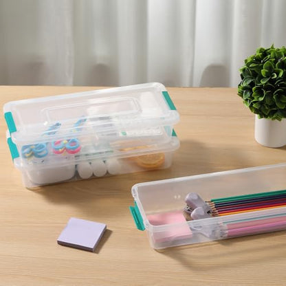 novelinks 4 Quart Clear Plastic Storage Containers with Lids (8 Pack) | Storage Bins with Lids, Stackable Small Clear Bins, Craft Storage Box, Paper Storage, Under Bed Storage Bins, Pencil Box - size: 4 Quart 8 Pack Green