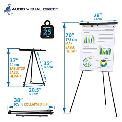 Lightweight Aluminum Flip-Chart Presentation Easel (2-Pack, Black) - color: Black, size: 2 Easels
