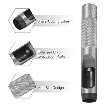 HARFINGTON 2pcs Leather Round Hole Punch, 12mm Hollow Hole Puncher Cutter Carbon Steel Circle Hole Punching Cutting Tool for Belt/DIY Leather Craft - size: 12mm