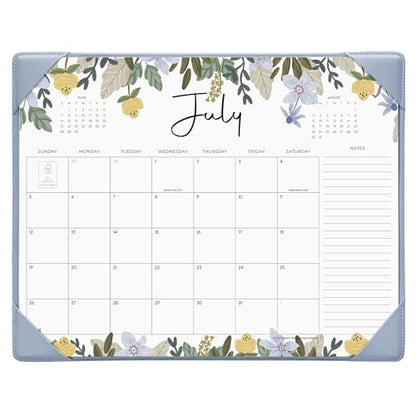 Cabbrix Desk Calendar 2026 with Desktop Mat, Floral Desk Pad Calendar 15 x 12 Inch 18 Months Runs From July 2026 to December 2027, Desk Blotter Calendar for Home School and Office (Blue) - color: Blue