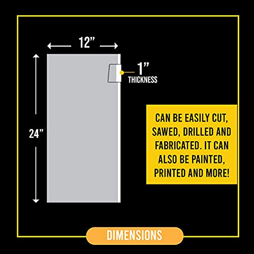 Performore - Expanded PVC Sheet - Lightweight Rigid Foam - 25mm (1-Inch) - 12 x 24 inches - White - Ideal for Signage, Displays, and Digital/Screen Printing