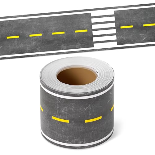 BeYumi Roadway Crosswalk Border Trim - 65ft Back to School Crosswalk Road Straight Rolled Border Trim Crossing with White Stripes Bulletin Board School Classroom Office Chalkboard Party Holiday Decor - style: Crosswalk Road