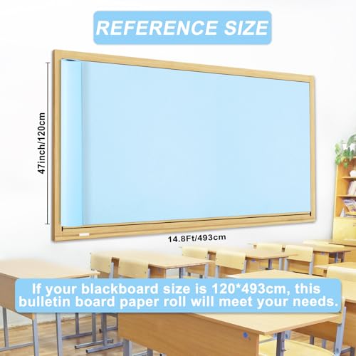 Light Blue Bulletin Board Paper Roll,14.8FTx47IN Large Reusable Waterproof Erasable Classroom Wall Background Backdrop, Fade-Resistant Fabric Wrapping Paper School Decors Teacher Supplies - color: Light Blue