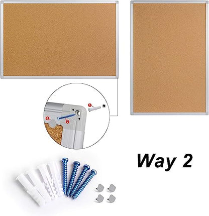 2-Pack Cork Board Bulletin Board 20 x 30 Inches, Silver Aluminium Framed Corkboard, Office Board for Wall Cork, Large Wall Mounted Notice Pin Board with 32 Pins - size: 2 Pack 20" x 30"