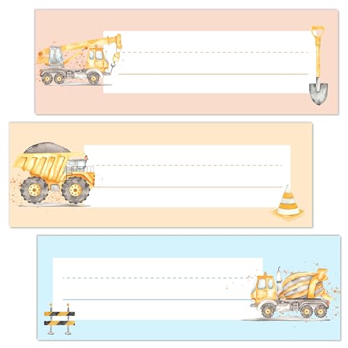 Name Tags for Desks, Construction Truck Theme Students Name Plates, Locker Name Labels for School, Back to School Classroom Decor, 30 Pack (05) - style: Construction Truck