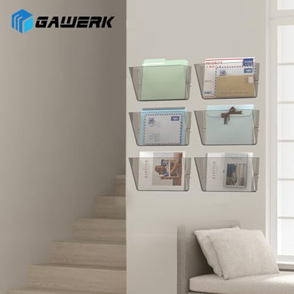 Gawerk Clear Acrylic Single Pocket, Plastic Hanging Wall Mount File Holder for Office Home (Gray, 1 Pack) - color: Gray, size: 1 Pack