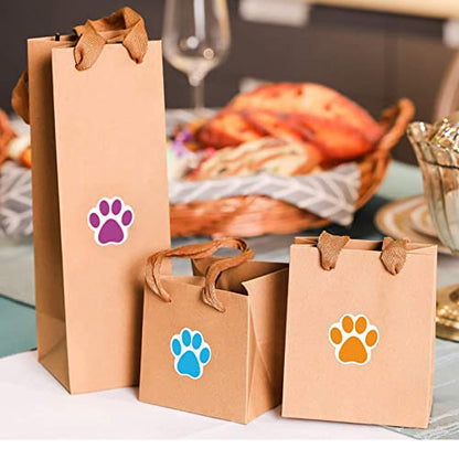 2000 PCS Colorful Paw Prints Stickers Dog Cat Bear Paw Dog Stickers for Laptop Reward Sticker Stationery Teacher for Student (1 Inch, 4 Rolls 6 Colors)