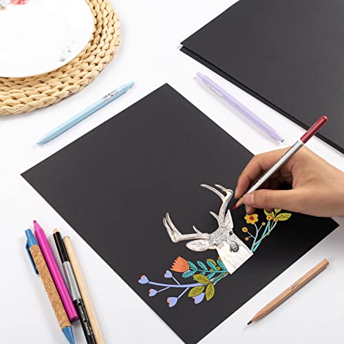 30 Sheets Cardstock Paper 8 1/2 x 11 Inches, Black | For Crafts and Invitations - color: Black