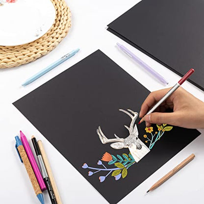 30 Sheets Cardstock Paper 8 1/2 x 11 Inches, Black | For Crafts and Invitations - color: Black
