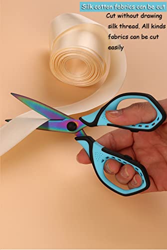 Jasni 3 Pack Teflon blackening Non-Stick Premium 7.5" Titanium No Rust Super Sharp Scissors Shears Soft Comfort-Grip for Office School Home Art Craft DIY student paper Sewing Fabric (Blue) - color: Blue