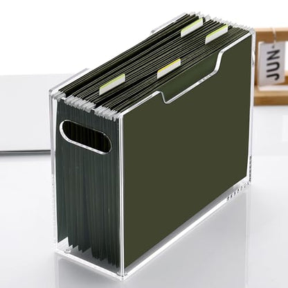 DINGHUO Acrylic Hanging File Organizer Box, Letter Size File Folder Organizer with Handles, Clear Portable File Holder for Desk Home Office School - 1 Pack - size: Letter