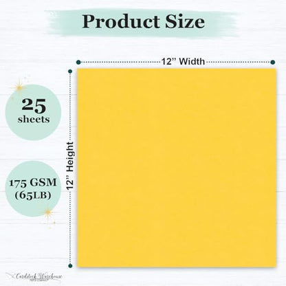 Cardstock Warehouse Pop-Tone Lemon Drop Yellow Cardstock Paper – 25 Sheets, 12 x 12" - 65 lb / 175 GSM Premium Yellow Card Stock for Die-cutting, Crafts, Scrapbooking, Card Making and DIY Projects - color: Lemon Drop Yellow