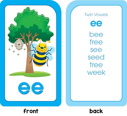 School Zone Phonics Made Easy Flash Cards: 56 Cards, Kindergarten, 1st Grade, 2nd Grade, Early Reading, Short Vowels, Long Vowels, Letter Combinations, Word-Picture Recognition, Ages 6+