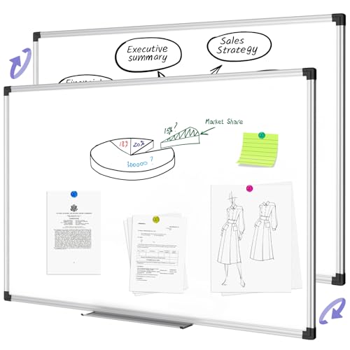XBoard Magnetic Dry Erase Whiteboard 48 x 36 Inch, 4' x 3' Premium White Board for Wall with Marker Tray, Silver Aluminum Frame Presentation Board for Home Office Classroom - size: 48"W x 34.6"H