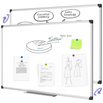 XBoard Magnetic Dry Erase Whiteboard 48 x 36 Inch, 4' x 3' Premium White Board for Wall with Marker Tray, Silver Aluminum Frame Presentation Board for Home Office Classroom - size: 48"W x 34.6"H