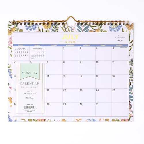 Blue Sky Day Designer 2026-2027 Monthly Academic Year Wall Calendar, July 2026 - June 2027, 11" x 8.75", Durable Twin Wire Binding, Perfect For Home, Office And Classroom, Flutter