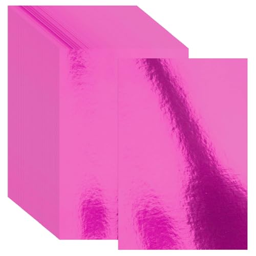 30 Pack Pink Metallic Cardstock Paper Sheets 8" x 12" 250gsm/92lb | Foil Mirror Shimmering Paper For Arts and Crafts, Decorative, Weddings & Birthdays Invitations, Scrapbook Supplies - color: Pink