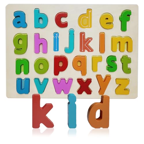 Kairsya Alphabet Puzzle - montessori Wooden Puzzles for Toddlers 1-5 | abc Alphabet Puzzles Learning Toys for toddlers toddler learning toys Preschool Educational Gift for kids Lowercase Letter Puzzle - style: Lowercase Letters Puzzle