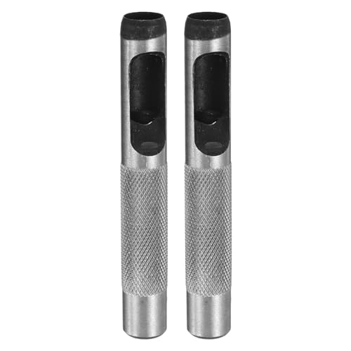 HARFINGTON 2pcs Leather Round Hole Punch, 10mm Hollow Hole Puncher Cutter Carbon Steel Circle Hole Punching Cutting Tool for Belt/DIY Leather Craft - size: 10mm